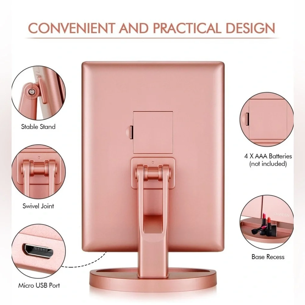 NWT Tri-fold Lighted Vanity Makeup Mirror with 3x/2x Magnification,21 LEDs Light